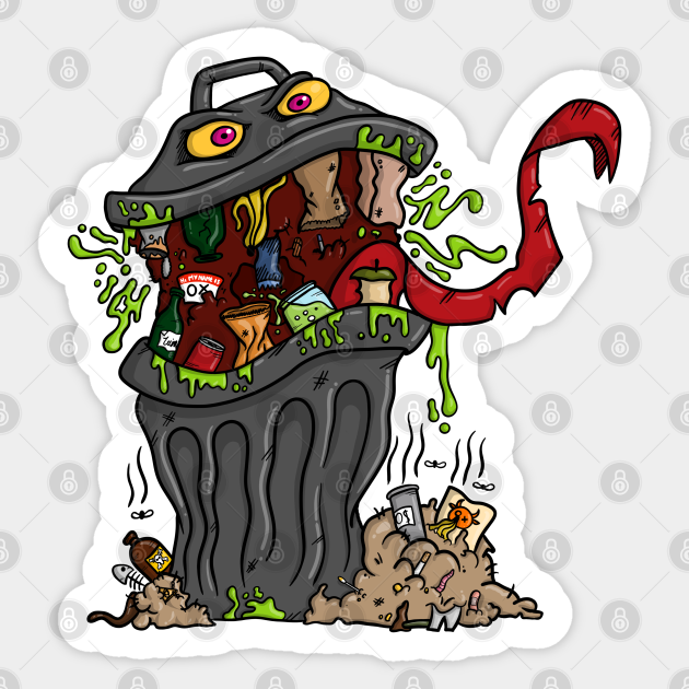 Trash Monster Monster Sticker TeePublic